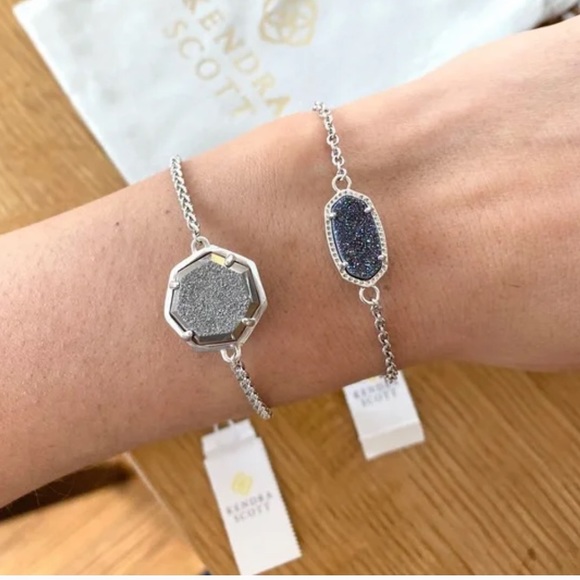NEW Kendra Scott rhodium druzy adjustable bracelet - Picture 4 of 4